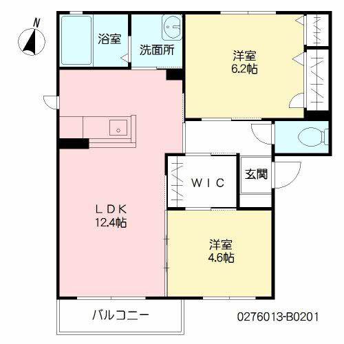 プロムナード B棟(2LDK/2階)の間取り写真