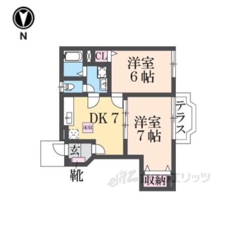 ガーデンヒルズ斑鳩1(2DK/1階)の間取り写真