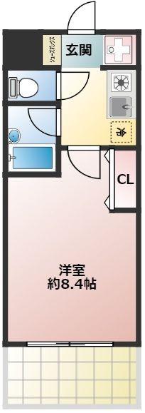ミ ヴィーダ(1K/1階)の間取り写真
