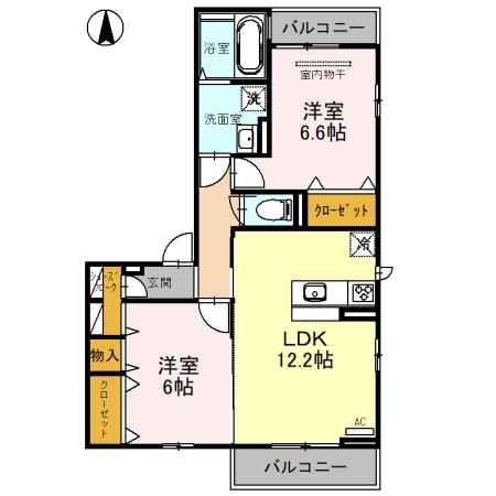 TSヴィラ(2LDK/3階)の間取り写真