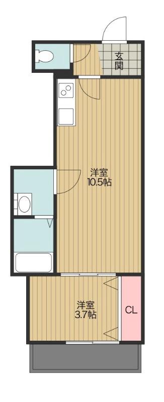 FSTYLE浜寺石津町西3号館エフプラススタイルハマデライシズチョ(1LDK/2階)の間取り写真