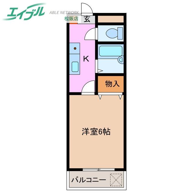 パルテンザ松阪Ⅰ(1K/3階)の間取り写真