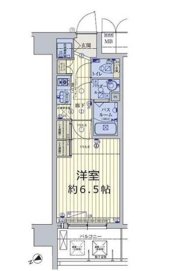 スワンズシティ中之島クロス(1K/11階)の間取り写真