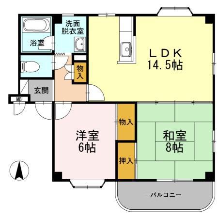 サンモデスト(2LDK/1階)の間取り写真