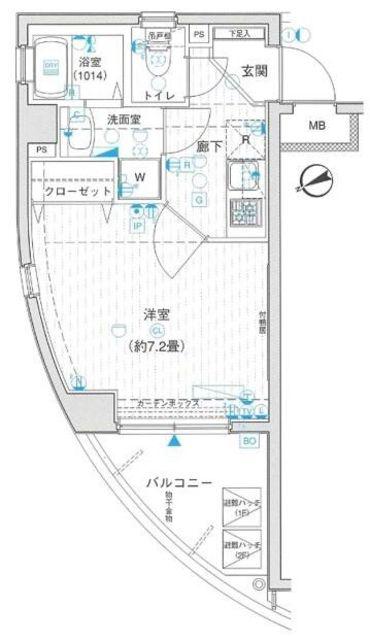 ラグジュアリーアパートメント目黒東山(1K/1階)の間取り写真