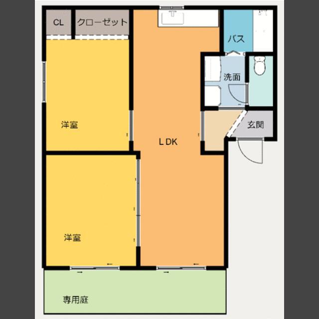 モンパルク楠(2LDK/1階)の間取り写真