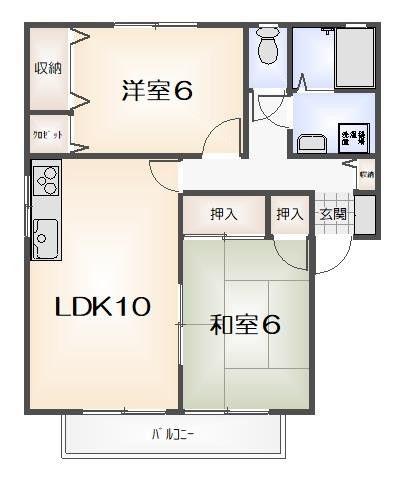 セジュール大原II(2LDK/1階)の間取り写真