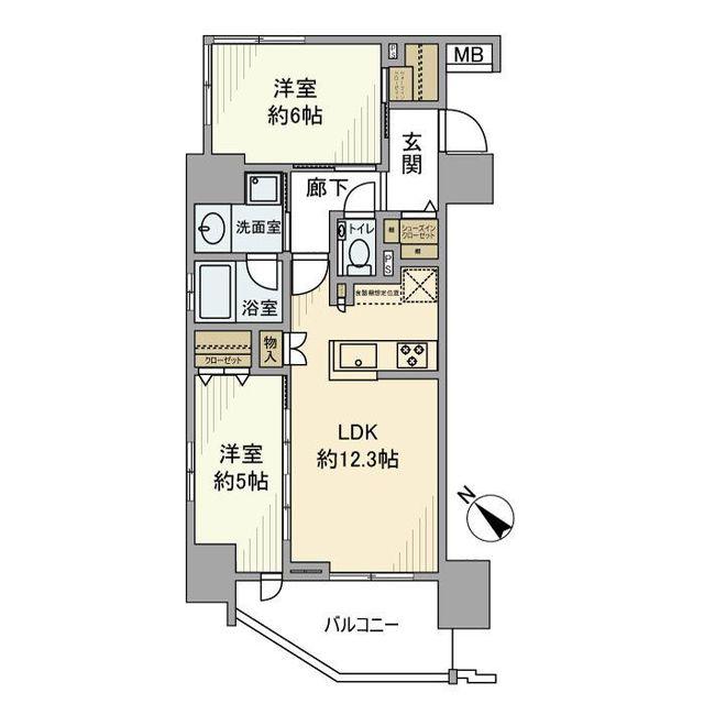 エクセレントシティ聖蹟桜ヶ丘(2LDK/2階)の間取り写真