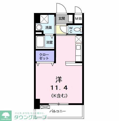 レイペーラ(ワンルーム/2階)の間取り写真