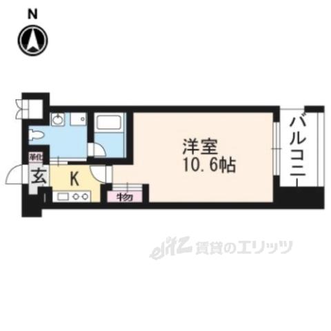 レジディア洛北(1K/1階)の間取り写真
