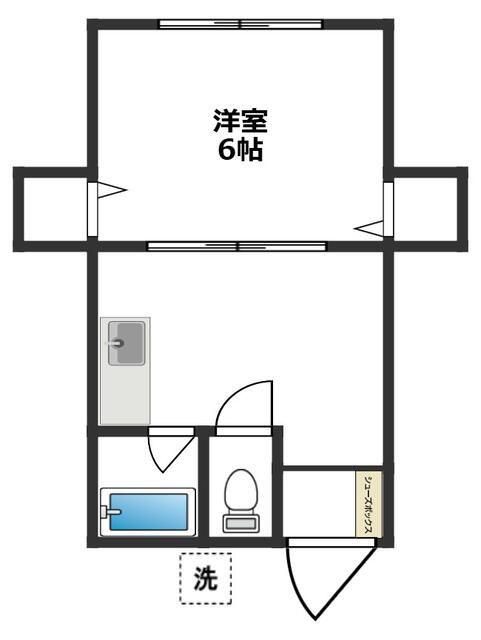 あすなろ荘(1DK/2階)の間取り写真