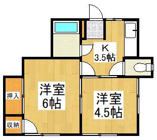 山ハイツ(2K/1階)の間取り写真