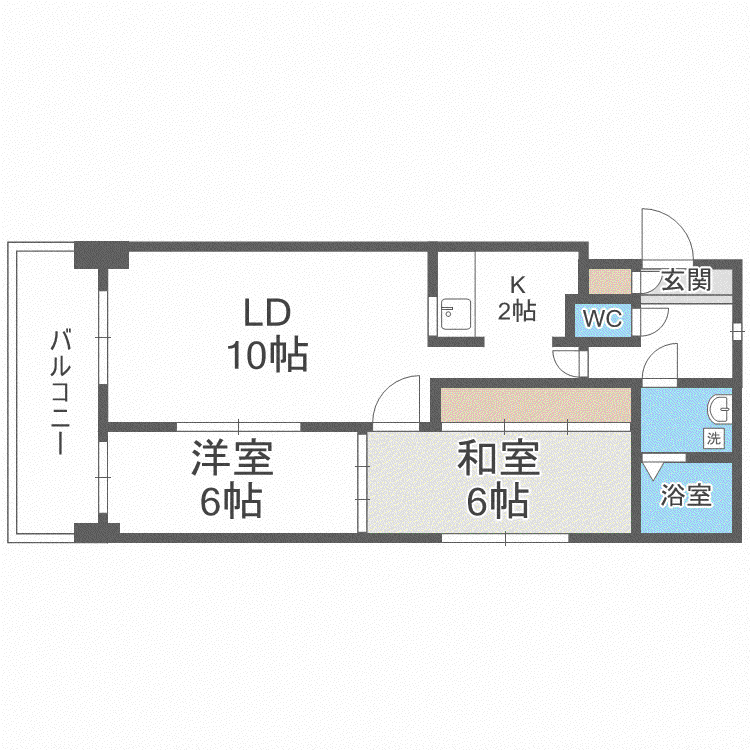 メゾンリッシュ伊藤(2LDK/2階)の間取り写真