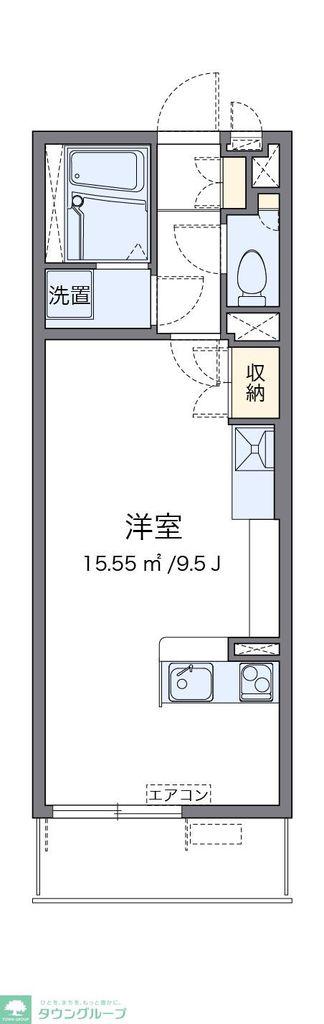 ミランダルッシェロ(ワンルーム/2階)の間取り写真