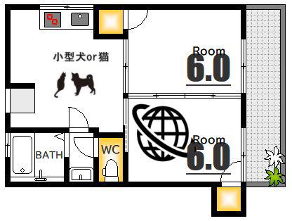 AXA舟入通(2DK/7階)の間取り写真