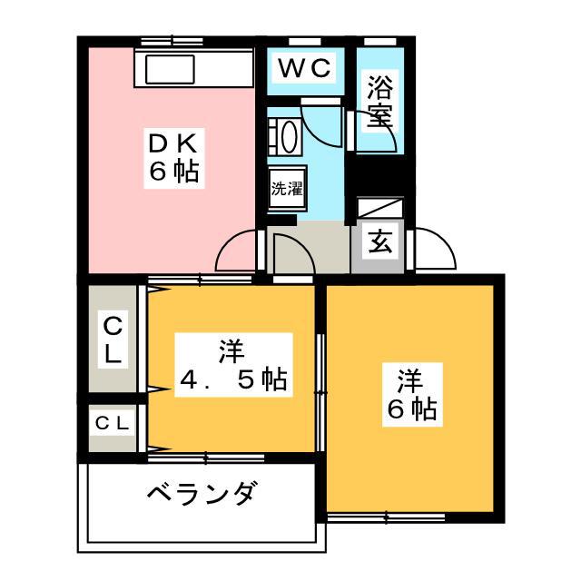 ガーデンヴィラTY(2DK/2階)の間取り写真