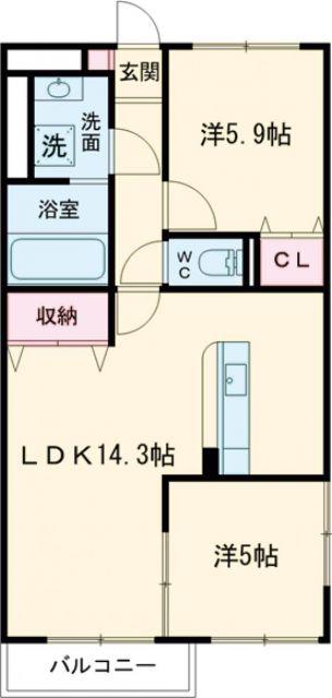オーシャンロードタウンV・VI(2LDK/3階)の間取り写真