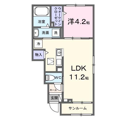 キャメリア(1LDK/1階)の間取り写真