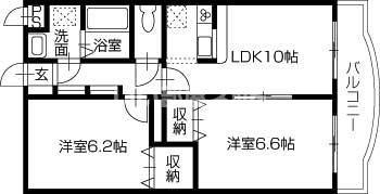 ブレイン鳴門(2LDK/3階)の間取り写真