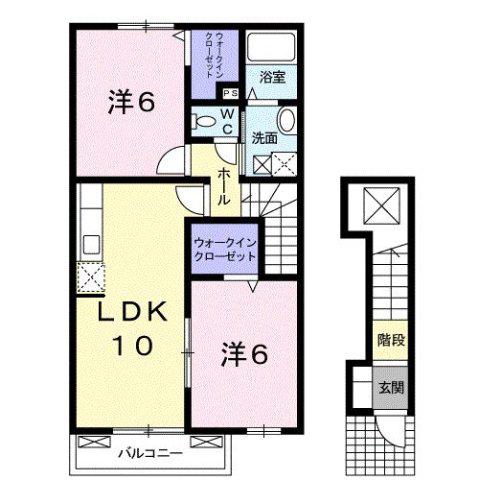 グローヴ・ガーデンII(2LDK/2階)の間取り写真