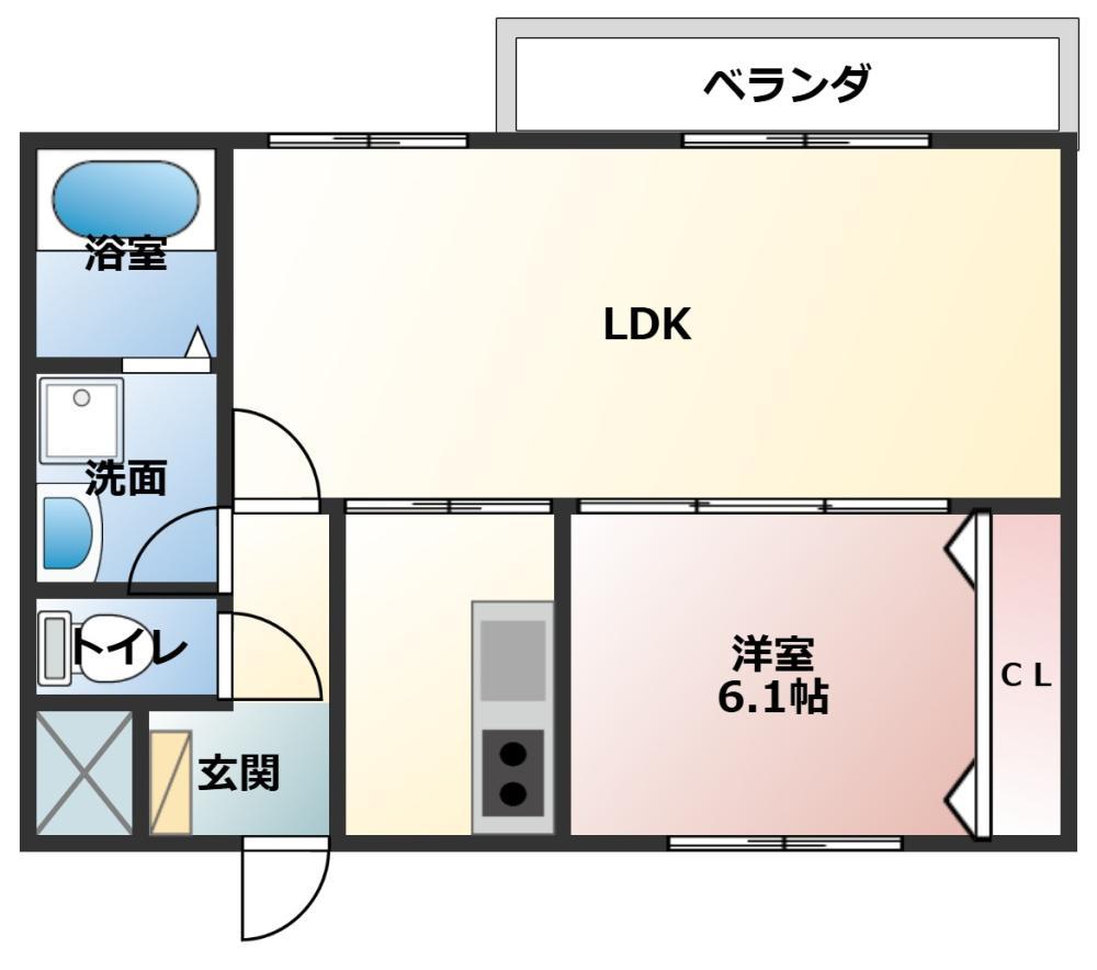 ベルバランセ大崎(1LDK/1階)の間取り写真