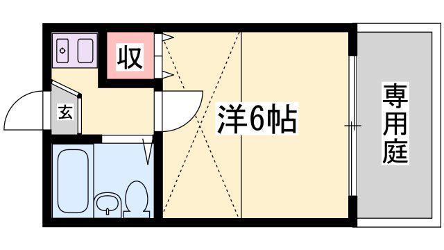 ハウスランド網干(1K/1階)の間取り写真