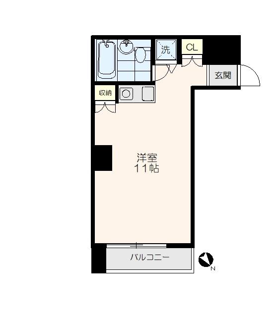 ライオンズマンション新富町第2(ワンルーム/8階)の間取り写真