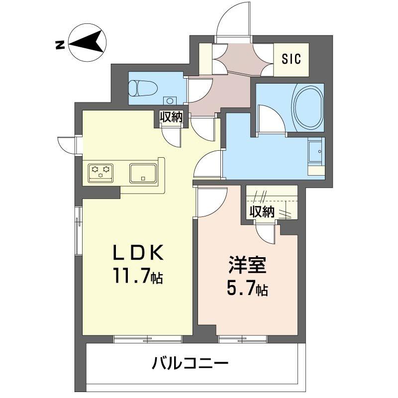 ホクレアセンター北(1LDK/1階)の間取り写真
