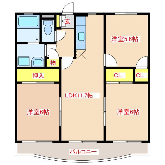 SKシャルマン(3LDK/3階)の間取り写真
