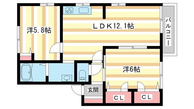 フォーレス真美(2LDK/2階)の間取り写真