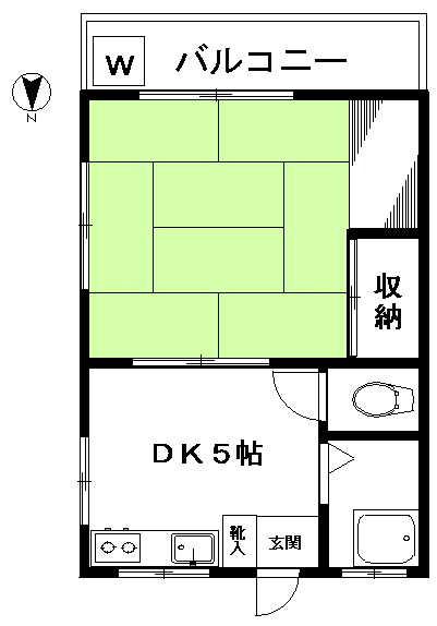 南桜丘ハイツ(1DK/2階)の間取り写真