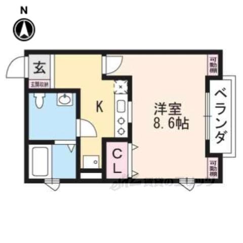 WEAVINGHOUSE山城(1K/1階)の間取り写真