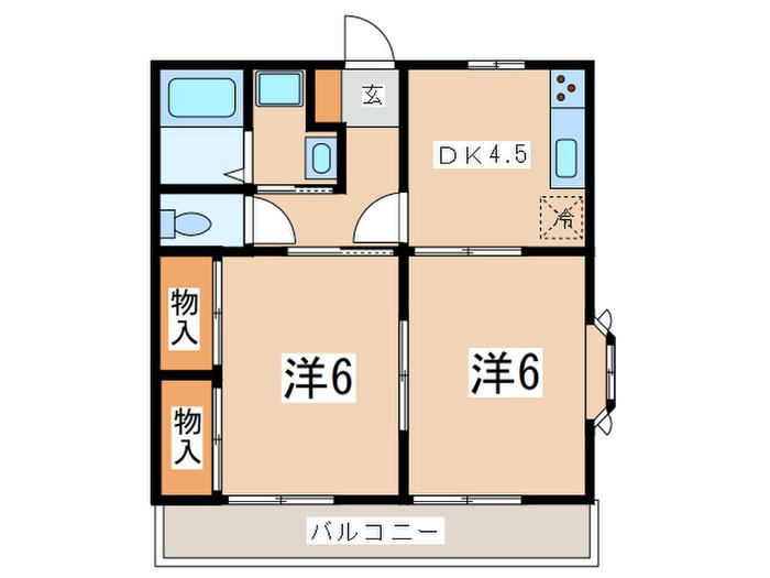 コンフレール湘南A(2DK/2階)の間取り写真