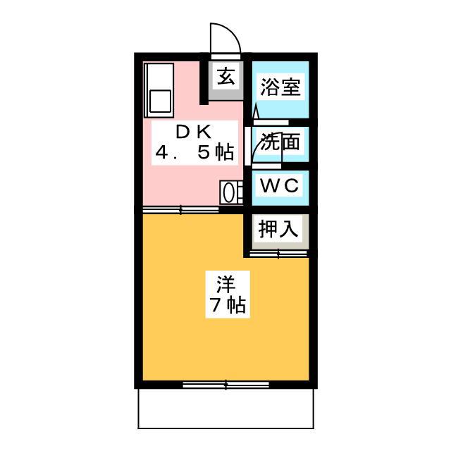 TWIN COURT B棟(1DK/1階)の間取り写真