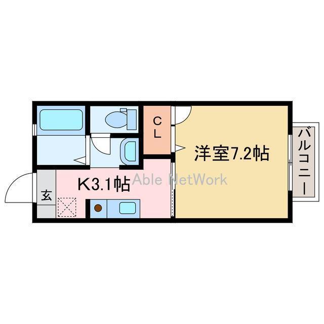 シャーメゾン新須賀(1K/2階)の間取り写真