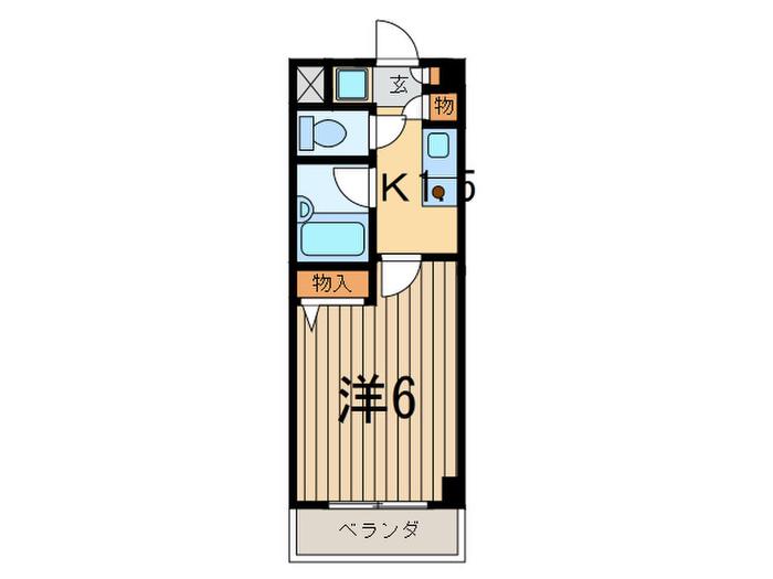 ベルコートウエスト(1K/2階)の間取り写真