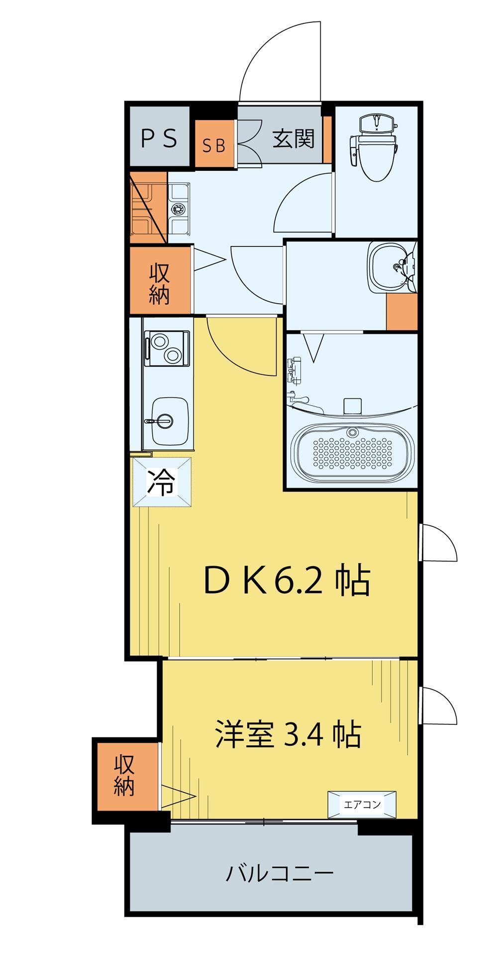 クラウド土樋(1DK/4階)の間取り写真