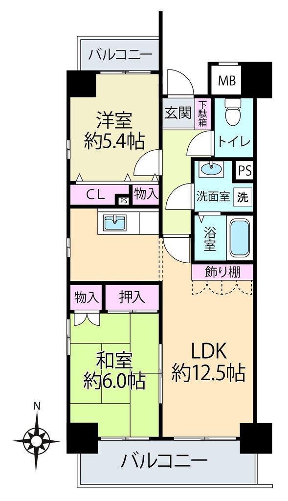 グラシア日枝(2LDK/8階)の間取り写真