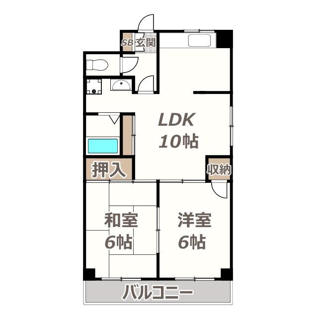 キャピタルK(2LDK/2階)の間取り写真