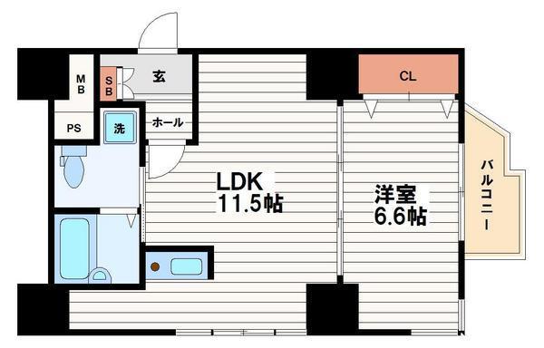 ロイヤルコーポ大手門(1LDK/3階)の間取り写真