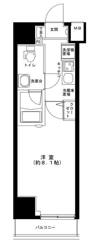 グランフォース綾瀬II(1K/7階)の間取り写真