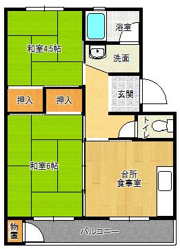 有野団地(2DK/3階)の間取り写真
