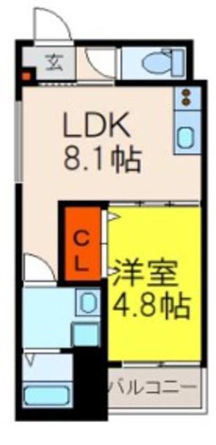 ALEGRIA三国ヶ丘(1LDK/3階)の間取り写真