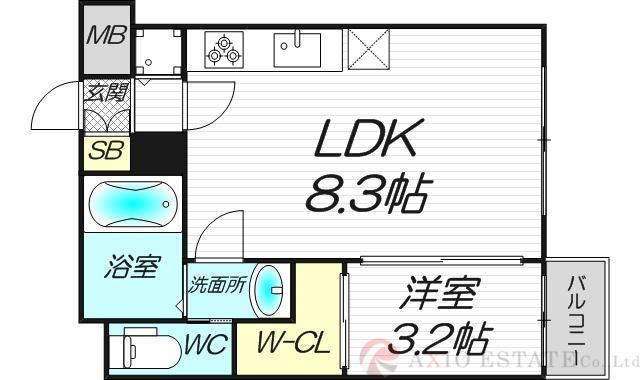 LEON新大阪(1LDK/5階)の間取り写真