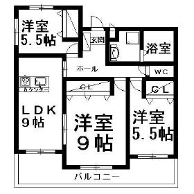 レアールカーサK(3LDK/3階)の間取り写真