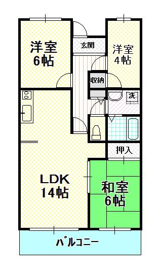 ラフィネ末広(3LDK/3階)の間取り写真