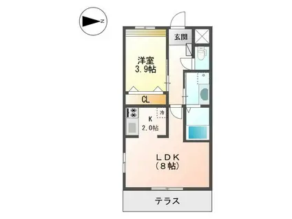 フォンティーヌ K(1LDK/1階)の間取り写真