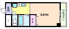 ヴィラウエスト御影(1K/1階)の間取り写真