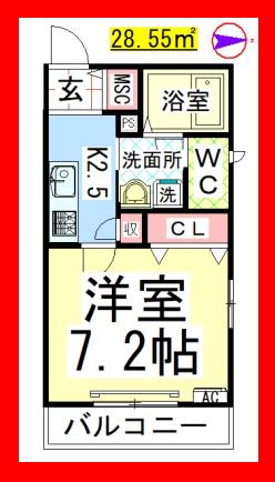 AF ヘーベルメゾンE.H.K(1K/3階)の間取り写真