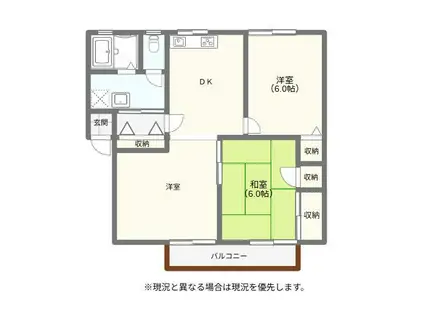 レジデンス クサカ(2LDK/2階)の間取り写真